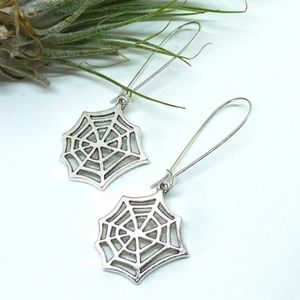 Silver plated Spiderweb Drop Earrings Halloween